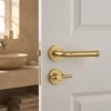 Complete Midtown Door Handle Pack - Heavy Duty Tubular Bathroom (Plain Thumb Turn) - Satin Brass - 64mm / 3-inch Hinges - JE-G30B2-SB