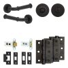 Complete Classic Door Handle Pack - Heavy Duty Tubular Bathroom (Standard Thumb Turn) - Matt Black - 64mm / 3-inch Hinges - JE-A30B3-MB