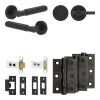 Complete Bloom Door Handle Pack - Heavy Duty Tubular Bathroom (Plain Thumb Turn) - Matt Black - 64mm / 3-inch Hinges - JE-B30B2-MB