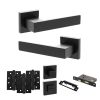 Senza Pari Panetti Door Handle Pack (Bathroom Set - 3" CE Bathroom Lock, 4" Fire Rated Hinges x3) - Matt Black