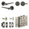 Complete Gio Door Handle Pack - Heavy Duty Tubular Bathroom (Plain Thumb Turn) - Black Nickel - 64mm / 4-inch Hinges - JE-E30A2-BN