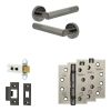 Complete Hex Door Handle Pack - Heavy Duty Latch - Black Nickel - 64mm / 4-inch Hinges - JE-C20A-BN