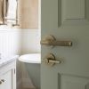 Complete Bari Door Handle Pack - Bathroom Lock (Plain Thumb Turn) - Antique Brass - 65mm / 4-inch Hinges - JE-D5A2-AB