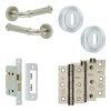 Complete Classic Door Handle Pack - Sashlock - Satin Nickel - 65mm / 3-inch Hinges - JE-A7B8-SN