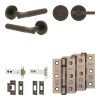 Complete Venice Door Handle Pack - Heavy Duty Tubular Bathroom (Plain Thumb Turn) - Dark Bronze - 102mm / 3-inch Hinges - JE-F32B2-DB