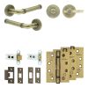 Complete Midtown Door Handle Pack - Heavy Duty Tubular Bathroom (Plain Thumb Turn) - Antique Brass - 64mm / 4-inch Hinges - JE-G30A2-AB