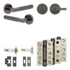 Complete Bari Door Handle Pack - Heavy Duty Tubular Bathroom (Plain Thumb Turn) - Black Nickel - 102mm / 3-inch Hinges - JE-D32B2-BN