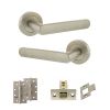 STATUS Carolina Door Handle Pack (Latch Set - 2.5" CE Latch, 4" Slim Knuckle Hinges x2) - Satin Nickel