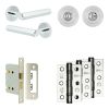 Complete Hex Door Handle Pack - Bathroom Lock (Standard Thumb Turn) - Polished Chrome - 76mm / 3-inch Hinges - JE-C6B3-PC