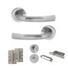 STATUS Nevada Door Handle Pack (Bathroom Set - 3" CE Bathroom Lock, 4" Slim Knuckle Hinges x2) - Satin Chrome