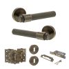 Senza Pari Andretta Door Handle Pack (3 Lever Lock Set - 3" CE Sashlock, 3" Fire Rated Hinges x3) - Antique Brass