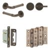 Complete Midtown Door Handle Pack - Bathroom Lock (Plain Thumb Turn) - Dark Bronze - 65mm / 3-inch Hinges - JE-G5B2-DB