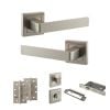 STATUS Montana Door Handle Pack (Bathroom Set - 2.5" CE Bathroom Lock, 4" Slim Knuckle Hinges x2) - Satin Nickel