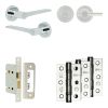 Complete Gio Door Handle Pack - Bathroom Lock (Plain Thumb Turn) - Polished Chrome - 65mm / 3-inch Hinges - JE-E5B2-PC