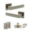 Senza Pari Panetti Door Handle Pack (Latch Set - 3" CE Latch, 4" Slim Knuckle Hinges x2) - Satin Nickel