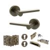 Senza Pari Darrio Door Handle Pack (Euro Lock Set - 2.5" CE Sashlock, 3" Fire Rated Hinges x3) - Antique Brass