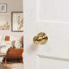 Old English Ripon Door Knob Pack (Latch Set - 3" HD Latch, 3" Fire Rated Hinges x3) - Raw Brass