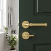 Complete Midtown Door Handle Pack - Bathroom Lock (Knurled Thumb Turn) - Satin Brass - 76mm / 4-inch Hinges - JE-G6A1-SB