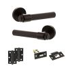 Senza Pari Fasana Door Handle Pack (Latch Set - 2.5" Latch, 3" Hinges x2) - Urban Dark Bronze