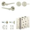 Complete Gio Door Handle Pack - Heavy Duty Tubular Bathroom (Plain Thumb Turn) - Satin Nickel - 102mm / 4-inch Hinges - JE-E32A2-SN