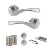 Eco Aqua Door Handle Pack (Bathroom Set - 3" CE Bathroom Lock, 4" Slim Knuckle Hinges x2) - Satin Chrome