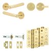 Complete Bari Door Handle Pack - Heavy Duty Tubular Bathroom (Knurled Thumb Turn) - Satin Brass - 102mm / 3-inch Hinges - JE-D32B1-SB