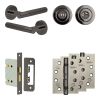Complete Venice Door Handle Pack - Bathroom Lock (Standard Thumb Turn) - Black Nickel - 76mm / 4-inch Hinges - JE-F6A3-BN