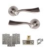 Old English Richmond Door Handle Pack (Latch Set - 3" CE Latch, 4" Fire Rated Hinges x3) - Matt Gun Metal