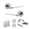 Senza Pari Laviano Door Handle Pack (Euro Lock Set - 2.5" CE Sashlock, 4" Slim Knuckle Hinges x2) - Polished Chrome