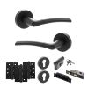 STATUS Indiana Door Handle Pack (Euro Lock Set - 3" CE Sashlock, 4" Fire Rated Hinges x3) - Matt Black