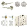 Complete Gio Door Handle Pack - Heavy Duty Tubular Bathroom (Standard Thumb Turn) - Satin Nickel - 64mm / 4-inch Hinges - JE-E30A3-SN