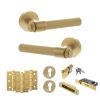 Senza Pari Fasana Door Handle Pack (Euro Lock Set - 2.5" CE Sashlock, 3" Fire Rated Hinges x3) - Satin Brass