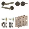 Complete Bari Door Handle Pack - Heavy Duty Tubular Bathroom (Plain Thumb Turn) - Dark Bronze - 76mm / 3-inch Hinges - JE-D31B2-DB