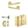 Complete Venice Door Handle Pack - Heavy Duty Latch - Satin Brass - 102mm / 3-inch Hinges - JE-F22B-SB
