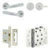 Complete Bloom Door Handle Pack - Bathroom Lock (Plain Thumb Turn) - Polished Chrome - 76mm / 4-inch Hinges - JE-B6A2-PC