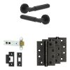Complete Bloom Door Handle Pack - Heavy Duty Latch - Matt Black - 102mm / 4-inch Hinges - JE-B22A-MB