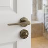 Complete Gio Door Handle Pack - Heavy Duty Tubular Bathroom (Standard Thumb Turn) - Antique Brass - 64mm / 3-inch Hinges - JE-E30B3-AB