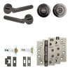 Complete Venice Door Handle Pack - Heavy Duty Tubular Bathroom (Standard Thumb Turn) - Black Nickel - 102mm / 4-inch Hinges - JE-F32A3-BN