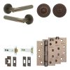 Complete Bari Door Handle Pack - Heavy Duty Tubular Bathroom (Standard Thumb Turn) - Dark Bronze - 102mm / 4-inch Hinges - JE-D32A3-DB