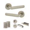 STATUS Carolina Door Handle Pack (Bathroom Set - 3" CE Bathroom Lock, 4" Slim Knuckle Hinges x2) - Satin Nickel