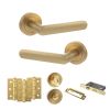 STATUS Carolina Door Handle Pack (Bathroom Set - 3" CE Bathroom Lock, 3" Fire Rated Hinges x3) - Satin Brass