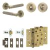 Complete Bari Door Handle Pack - Heavy Duty Tubular Bathroom (Standard Thumb Turn) - Antique Brass - 64mm / 4-inch Hinges - JE-D30A3-AB