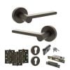 Senza Pari Darrio Door Handle Pack (Euro Lock Set - 2.5" CE Sashlock, 4" Fire Rated Hinges x3) - Urban Dark Bronze