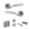 STATUS Hawaii Door Handle Pack (Bathroom Set - 3" CE Bathroom Lock, 4" Slim Knuckle Hinges x2) - Satin Chrome/Polished Chrome