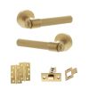 Senza Pari Fasana Door Handle Pack (Latch Set - 3" CE Latch, 4" Slim Knuckle Hinges x2) - Satin Brass