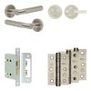 Complete Bari Door Handle Pack - Bathroom Lock (Plain Thumb Turn) - Satin Nickel - 76mm / 3-inch Hinges - JE-D6B2-SN