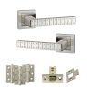 Senza Pari Bianca Door Handle Pack (Latch Set - 3" CE Latch, 3" Fire Rated Hinges x3) - Satin Nickel