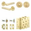 Complete Hex Door Handle Pack - Heavy Duty Tubular Bathroom (Standard Thumb Turn) - Satin Brass - 76mm / 4-inch Hinges - JE-C31A3-SB