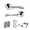 STATUS Florida Door Handle Pack (3 Lever Lock Set - 3" CE Sashlock, 4" Slim Knuckle Hinges x2) - Satin Chrome/Polished Chrome