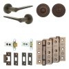 Complete Gio Door Handle Pack - Heavy Duty Tubular Bathroom (Standard Thumb Turn) - Dark Bronze - 64mm / 3-inch Hinges - JE-E30B3-DB